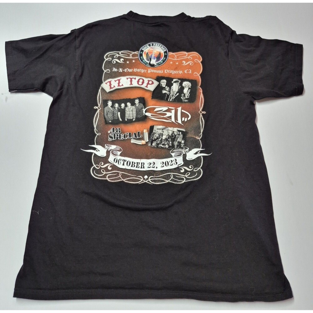 In-N-Out Burger 75th Anniversary Shirt L Black Rock 2 Freedom Concert ZZ Top 311